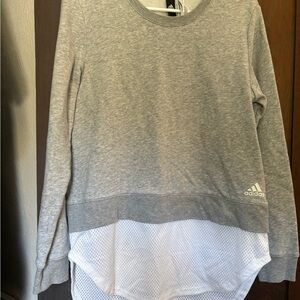 Adidas Gray Top with Blue Trim
